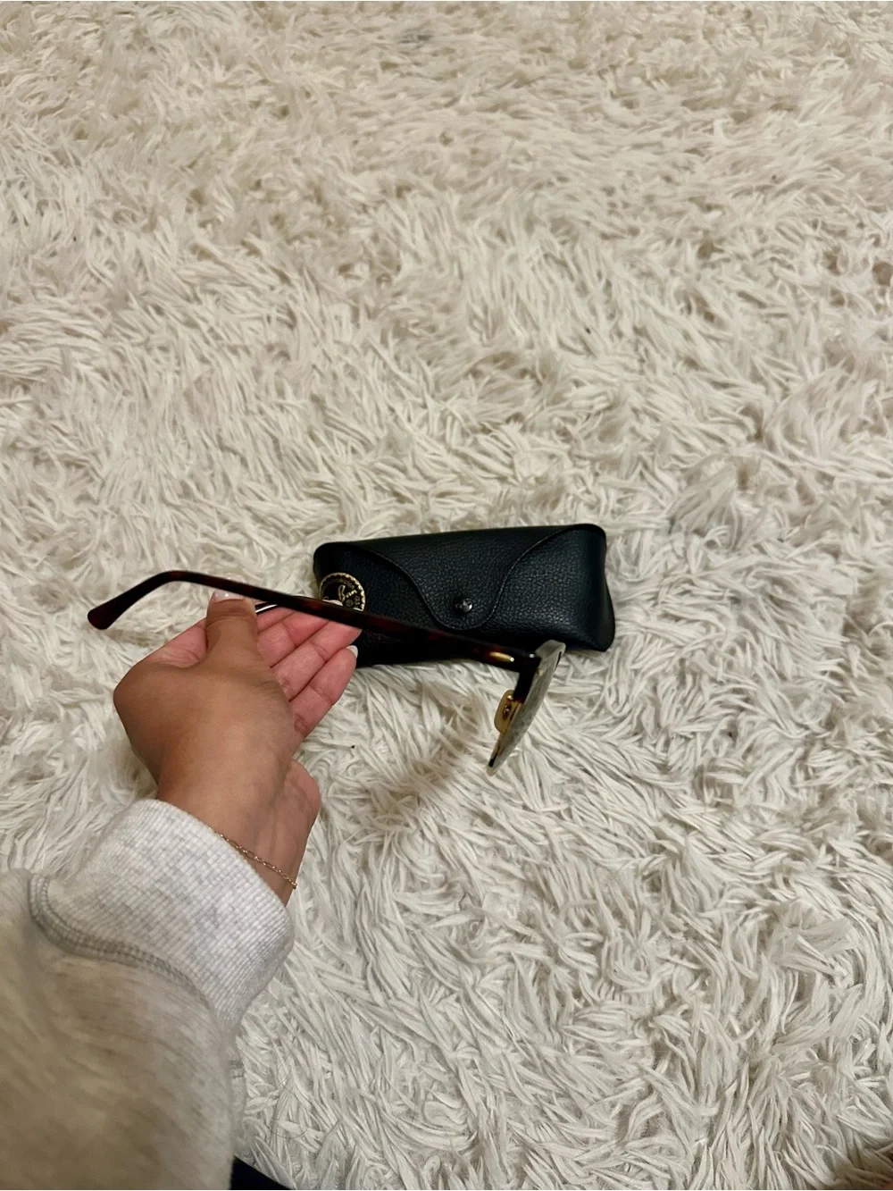 Ray-Ban ClubRound Sunglasses in Tortoiseshell and Gold with Green Lenses
